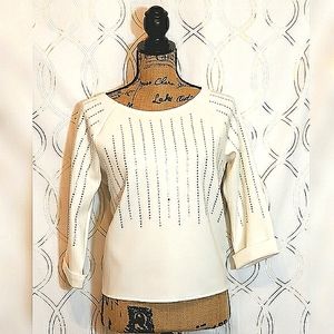 Jennifer Lopez Cream Rhinestone Top M